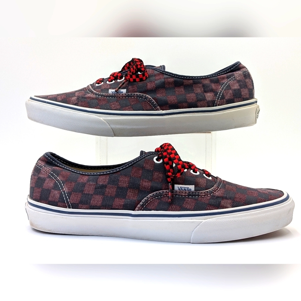 Vans Doren Red and Black Checkerboard With Checkered Shoelaces Men 10.5 Women 12 - Picture 3 of 17